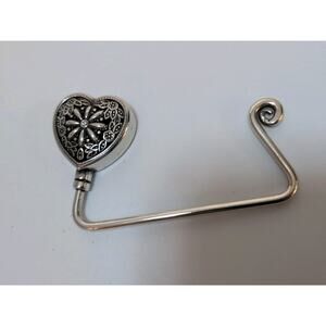 Brighton Silver Heart On The Hook Handbag Holder Purse Accessory